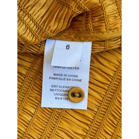 Ulla Johnson Aurele Dress‎ Mustard Shirred Taffeta Mini Dress US 6 / Medium - Picture 7 of 9